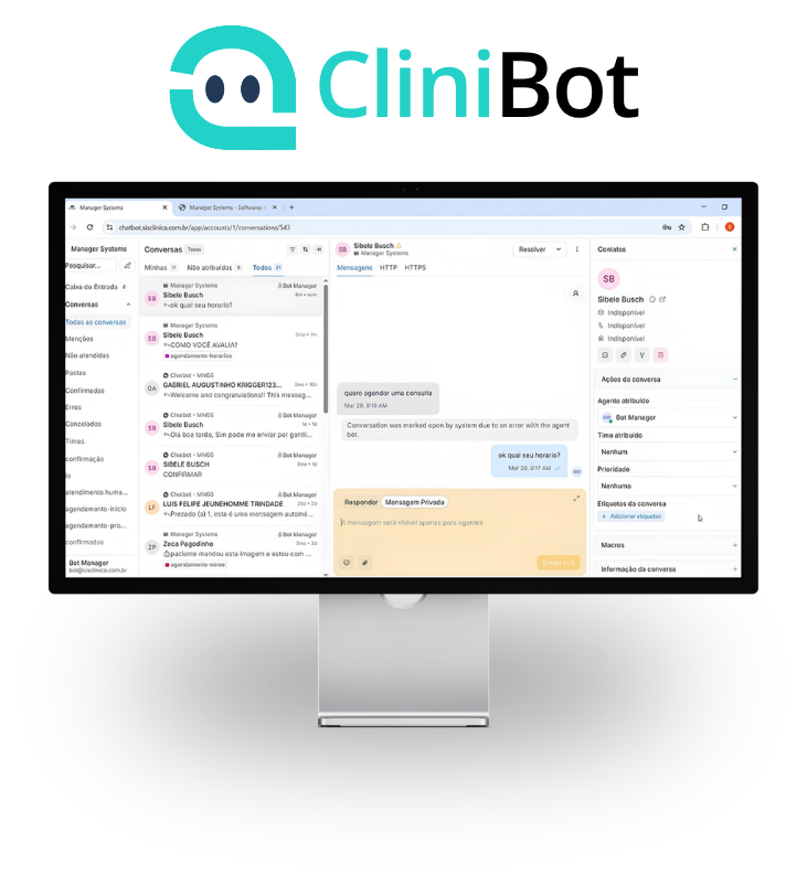 Painel de atendimento do CliniBot